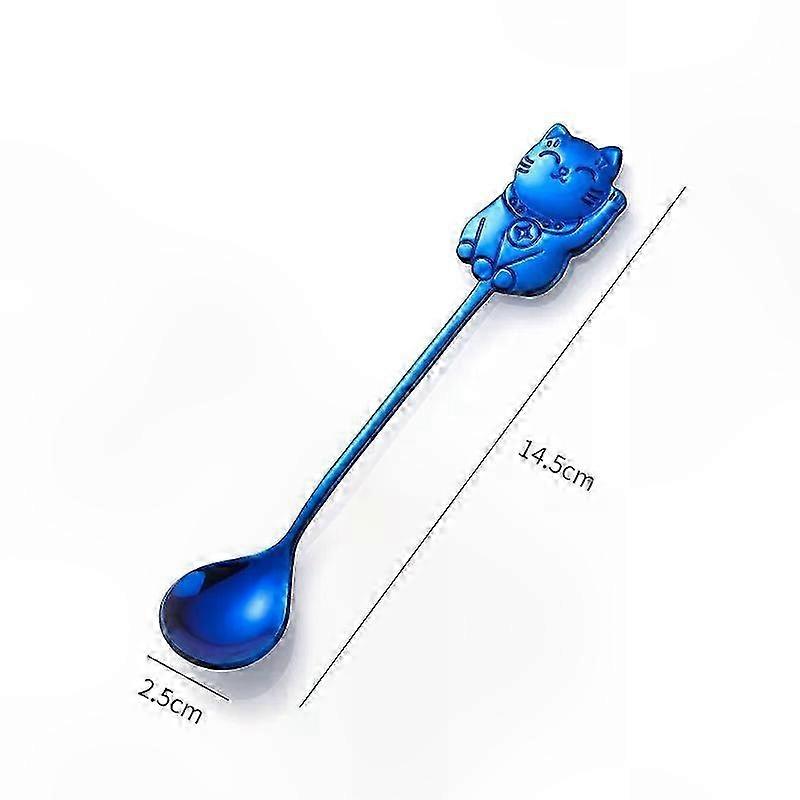 Cute Lucky Cat Shaped Stainless Steel Teaspoon for Coffee, Dessert, and Snacks