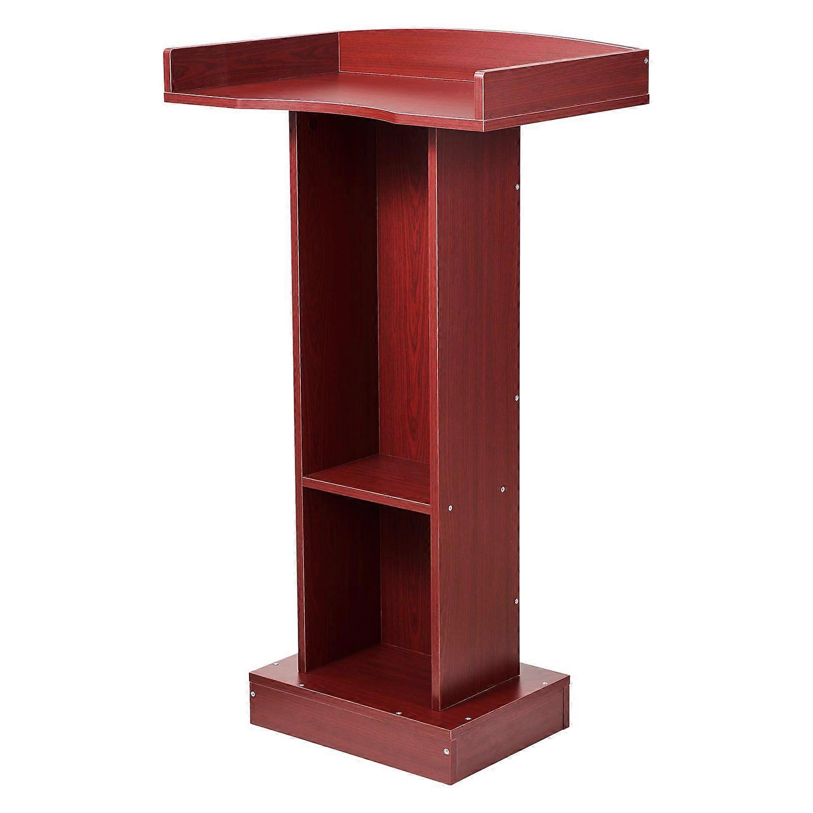 Podium Stand, 41 inch Wooden Lectern, Laptop Desk with Wide Reading Surface and Storage Shelf, Edge Stopper, Flool-Standing
