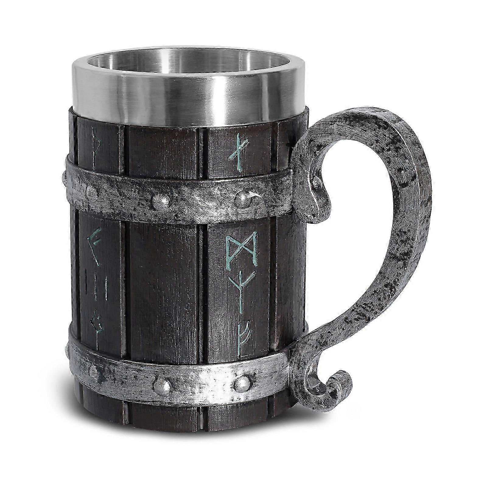 Medieval Nordic Style Vikings Beer Mug Resin Stainless Steel Retro Tankard