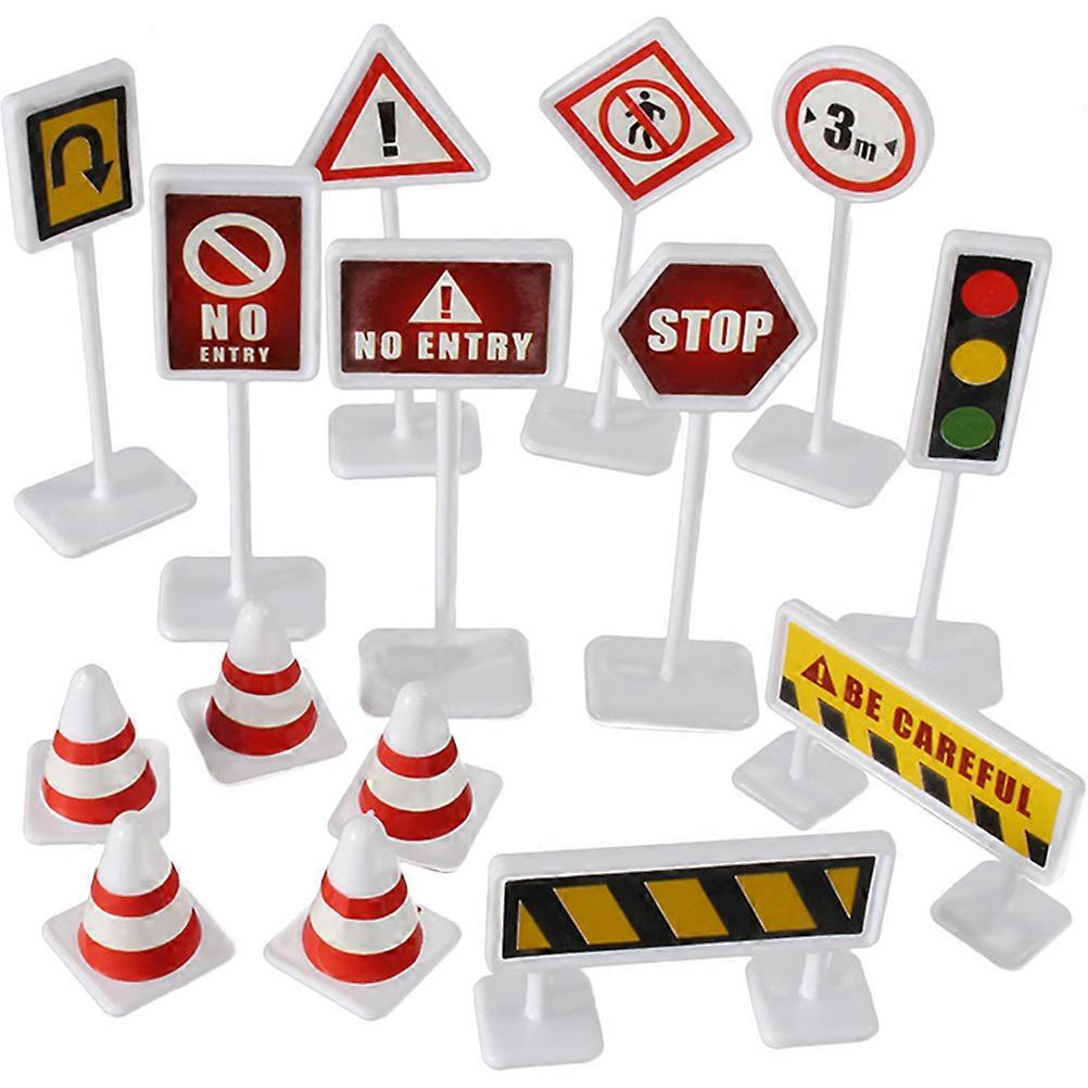 Traffic Sign Toys for Kids in Assorted Colors Made of Durable Plastic 10 Sets