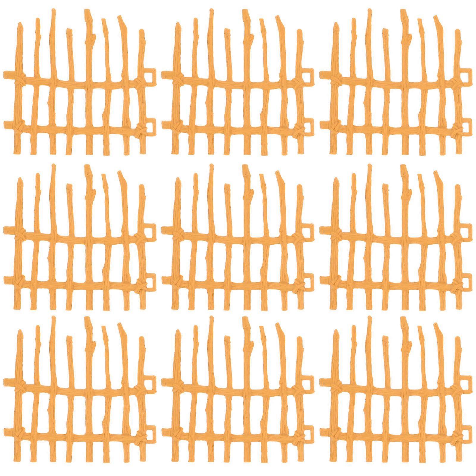 Mini Yellow Plastic Fence for Decoration 20 Pcs Perfect for Crafts Doll House Display