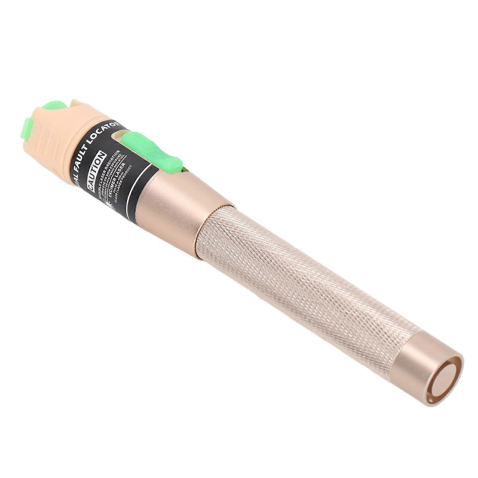 VFL Red Light Pen Non Slip Handle Aluminum Alloy Dust Proof 2.5mm Connector Fiber Visual Fault Locator Gold More Than 20mW 