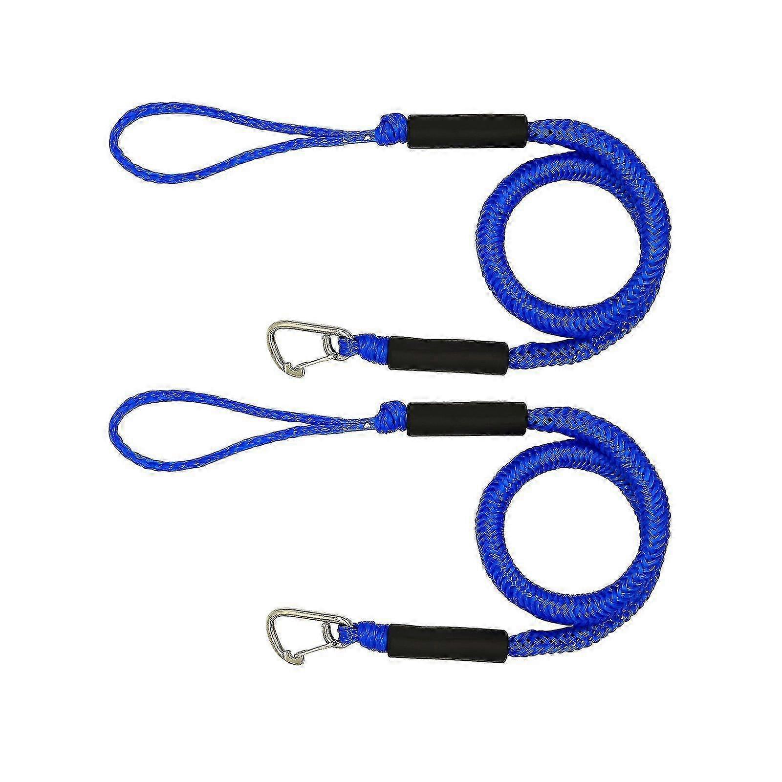2 Pack Red Loop Marine Dock Lines with Bungee Boat Tie-Downs Edition 0909