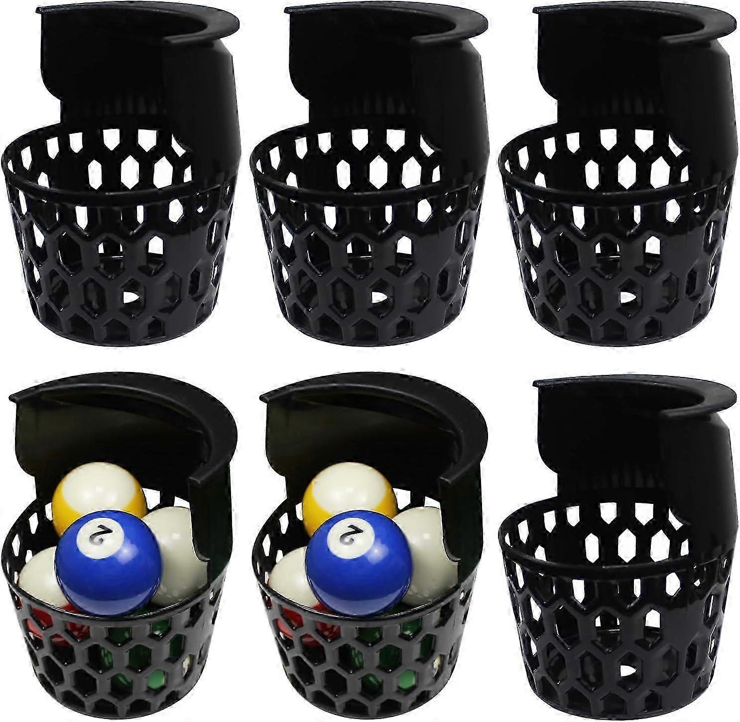 Set of 6 Black Plastic Pool Table Pockets - Fits Standard 7, 8, and 9 Foot Snooker and Billiard Tables