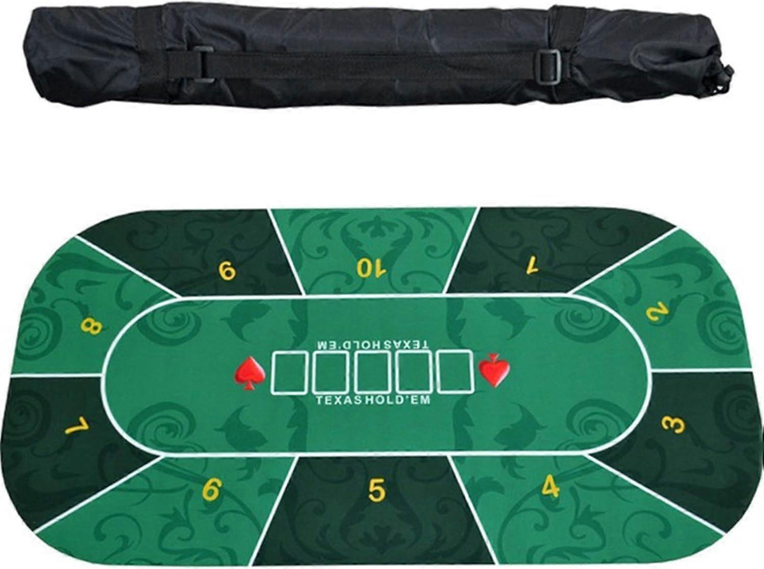 Poker Mat Foldable Tabletop For Card Games Portable Rubber Tabletop 1.2x0.6m Green For 10 Players Texas Holdem Blackjack