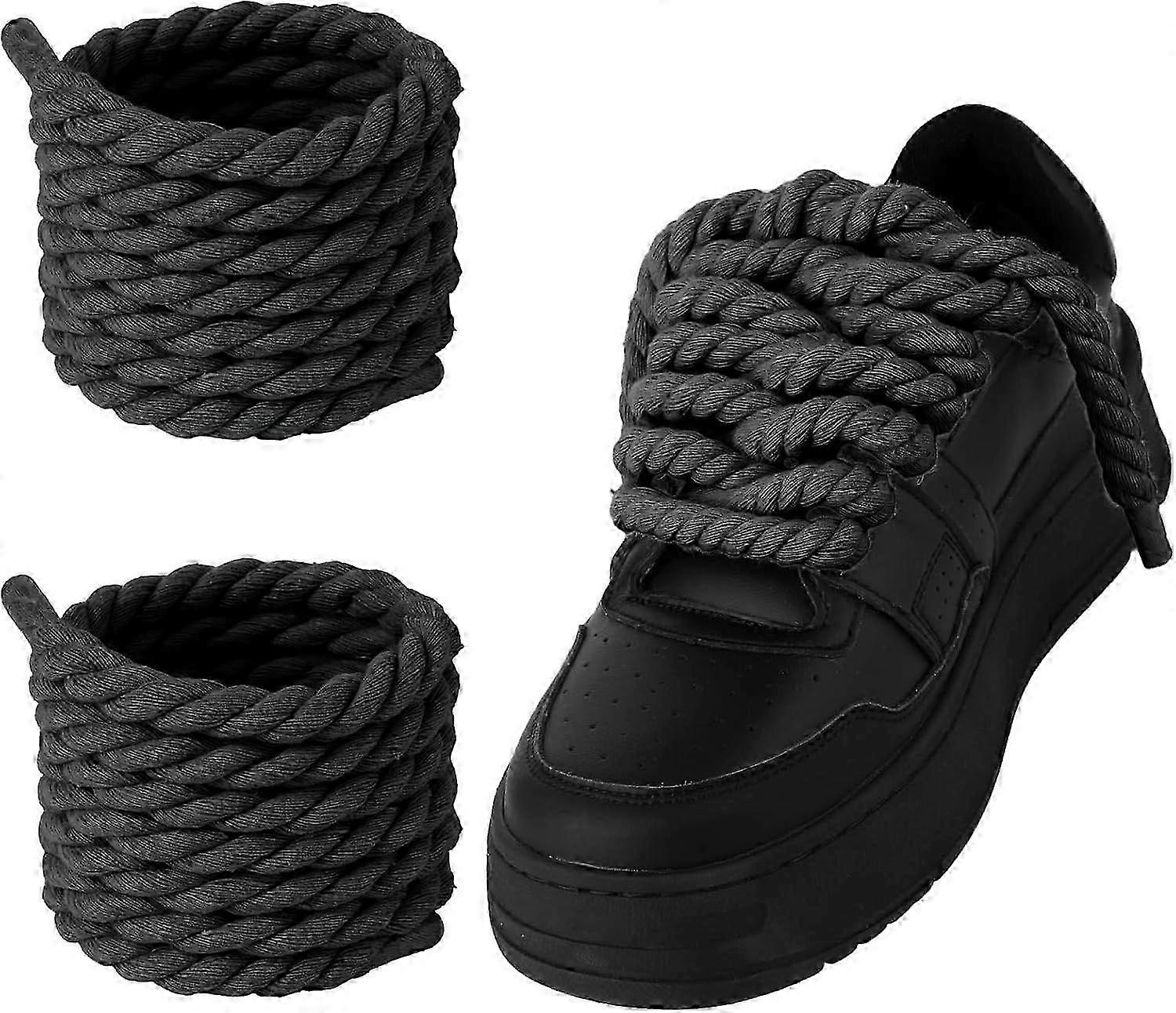 Thick Rope Shoe Laces for A F-1, 1 Pair Round Cotton Chunky Twisted Shoelaces