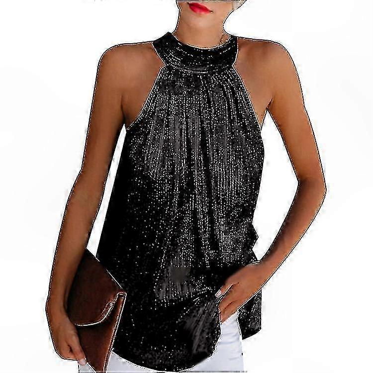 Shimmering Halter Top for Women with Sequin Detailing