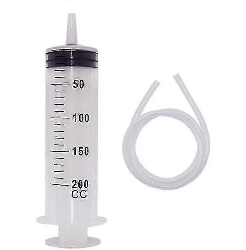 大型塑料可重复使用油注射器,带 100 cm 管,200 ml