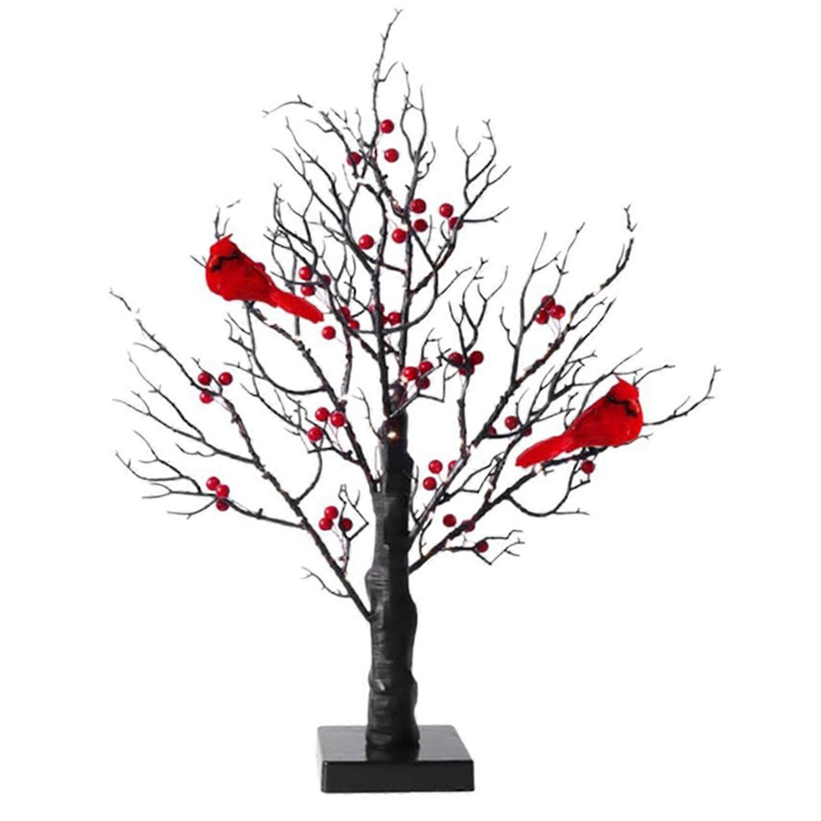 Led Willow Branch Lights, Light-up Willow Tree with Red Birds, Artificial Tree DIY Decorative Lights for Halloween Thanksgiving Day and Christmas