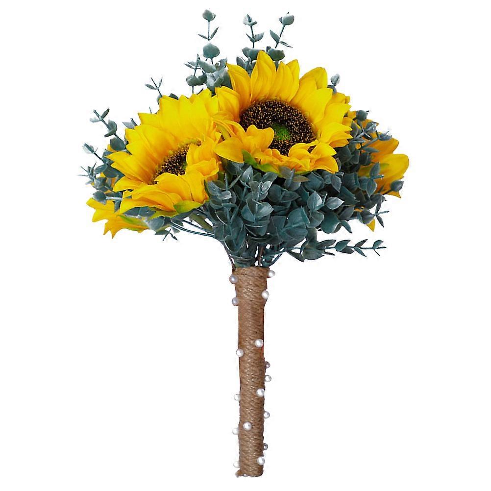 Sunflower Wedding Bouquet Artificial Sunflower Bridal Bouquet for 2Pcs