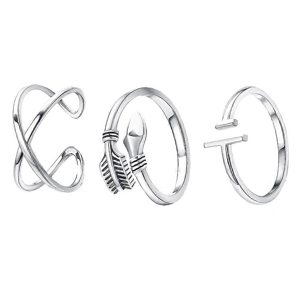 Creative Finger Ring Open Adjustable 3Pcs Simple Finger Ring Set