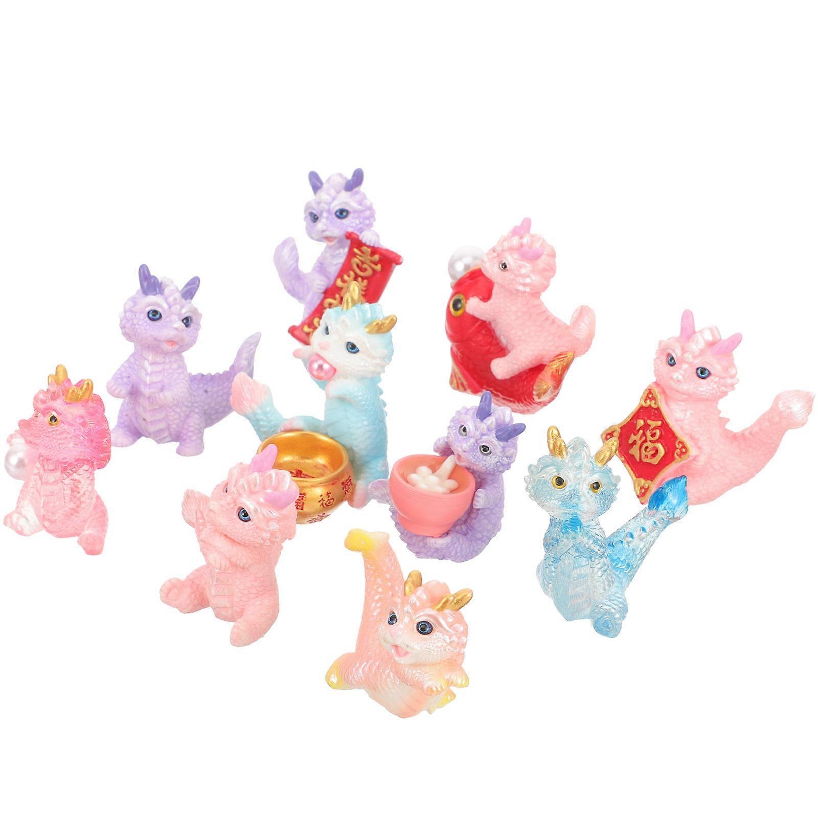 Resin Craft Mini Dragon Statue for Decoration 50Pcs Assorted Colors