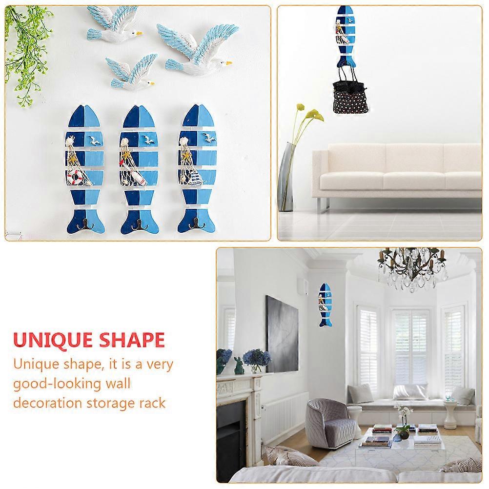 Mediterranean Sea Style Fish Hook Wall Hanging Hook for 2Pcs Home Use