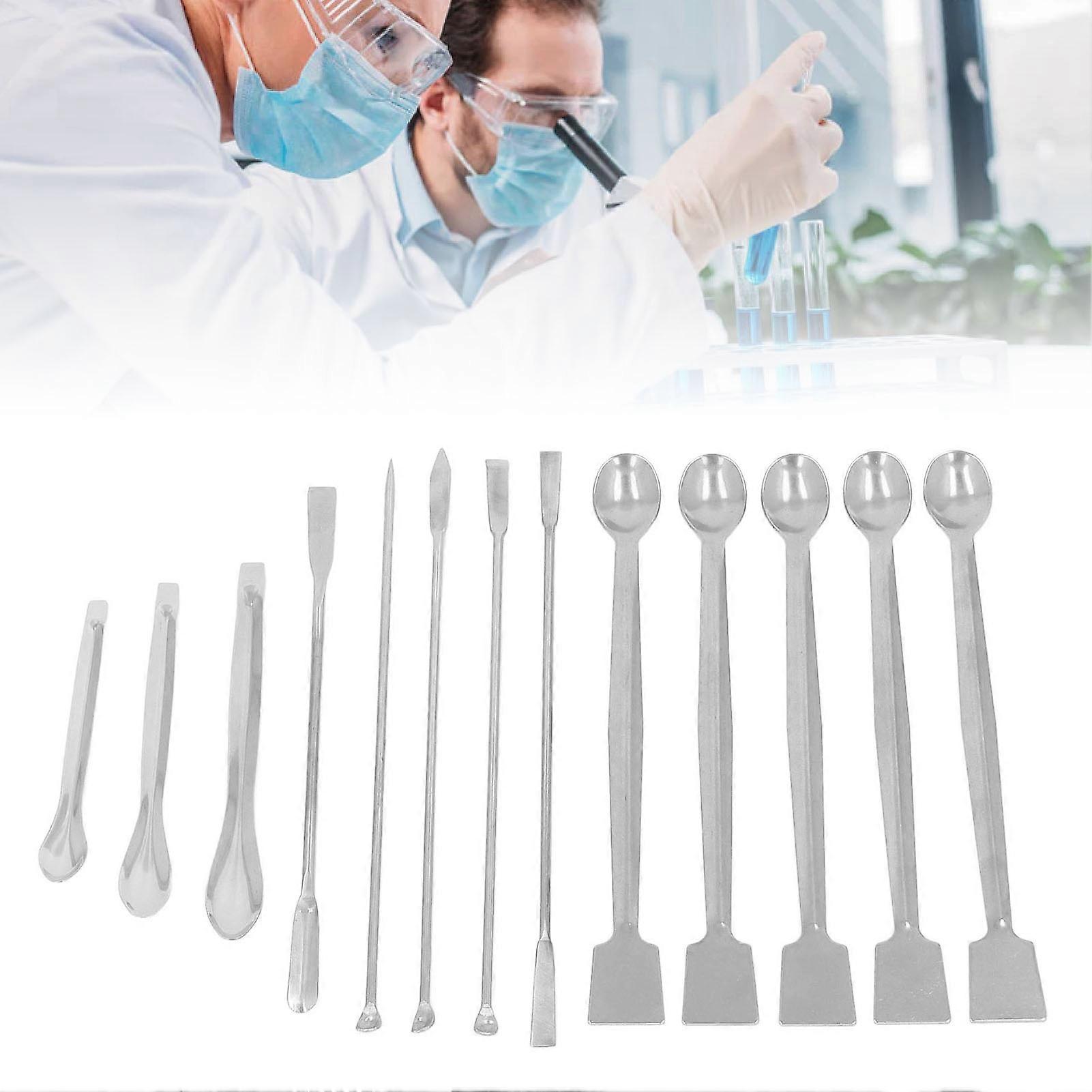 13Pcs Stainless Steel Lab Spoon Set Rust-Resistant Scrapers for Reagents