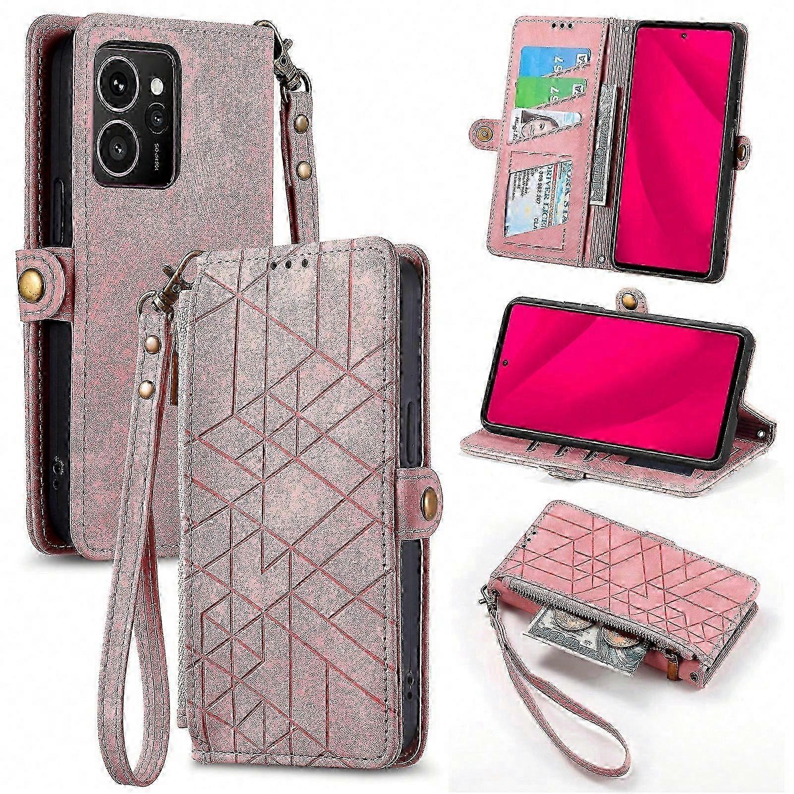 HMD Skyline Leather Phone Case with Zipper Wallet & Geometric Design for Secure Storage