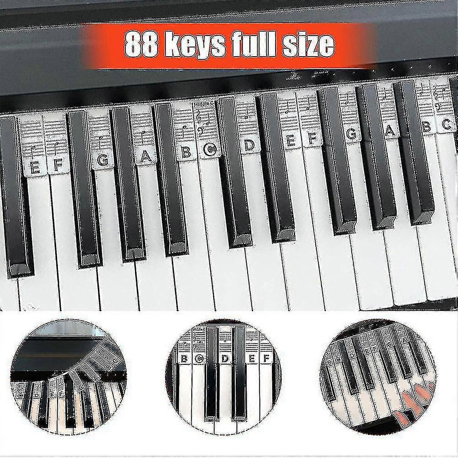 Removable Piano Keyboard Note Labels Reusable Silicone 88 Keys Piano Notes Guide Stickers