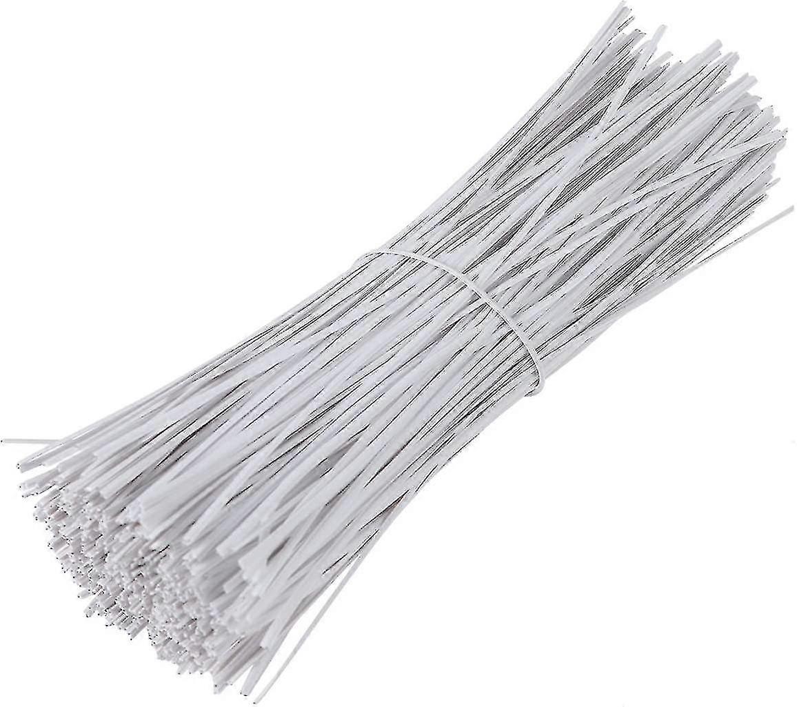 1000pcs Cable Wrap Ties Iron Wire With Plastic Coating Twist Ties, 15cm (white)