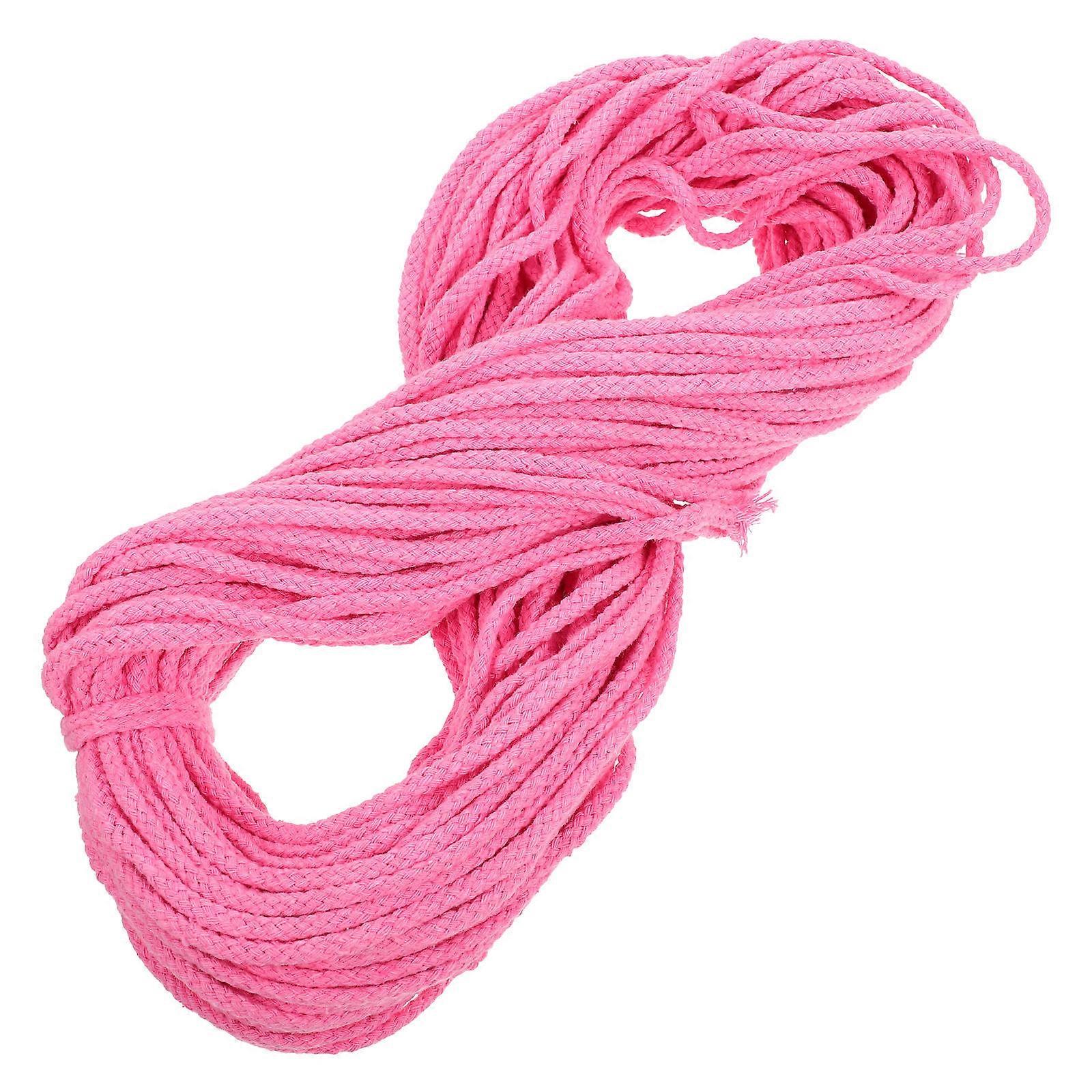 Multipurpose Cotton Cord Hand Woven Rope for DIY 1 Roll Pink