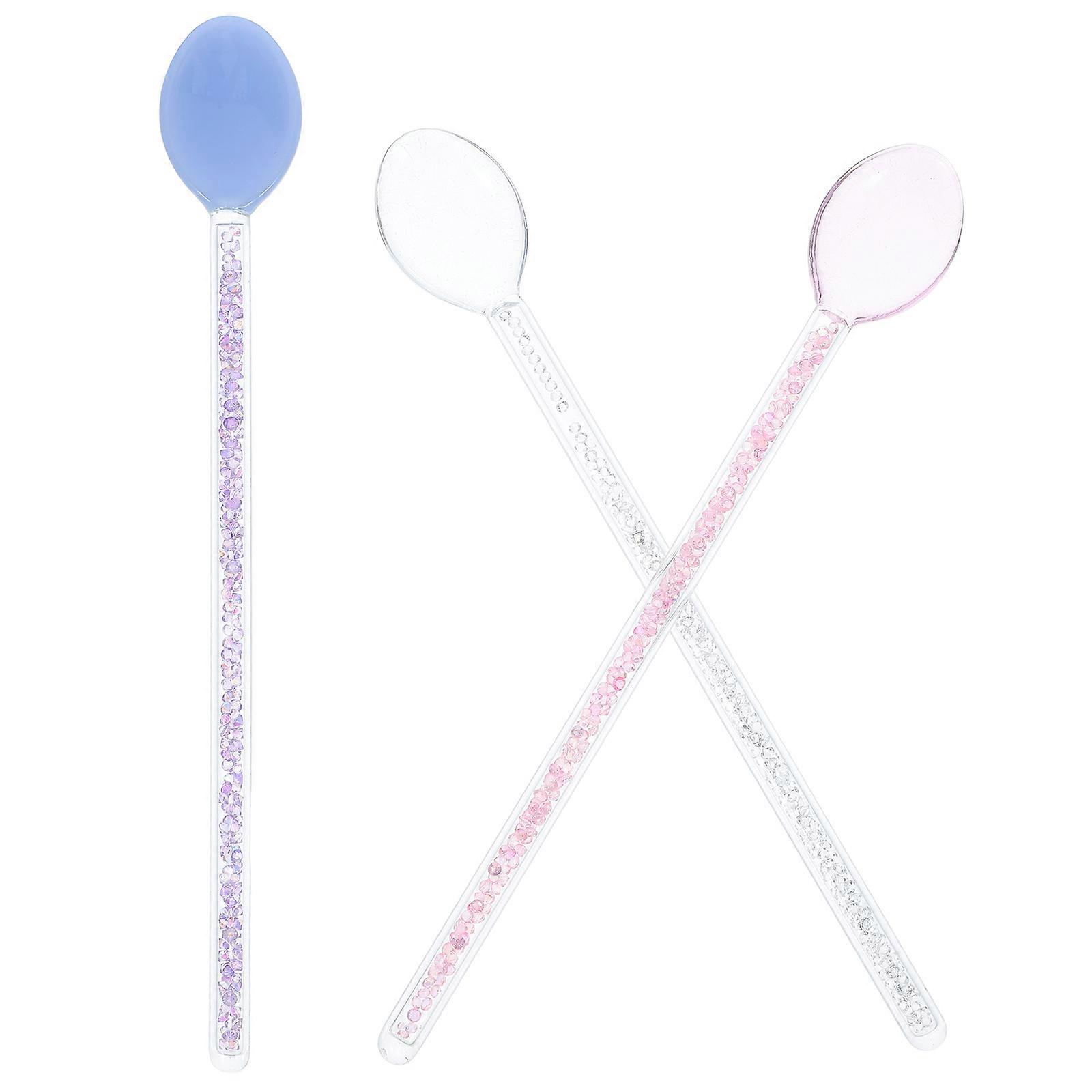 Elegant Design Crystal Glass Stirring Spoons 12Pcs Long Handle Teaspoons For Dessert Appetizer Serving Home Bar Party