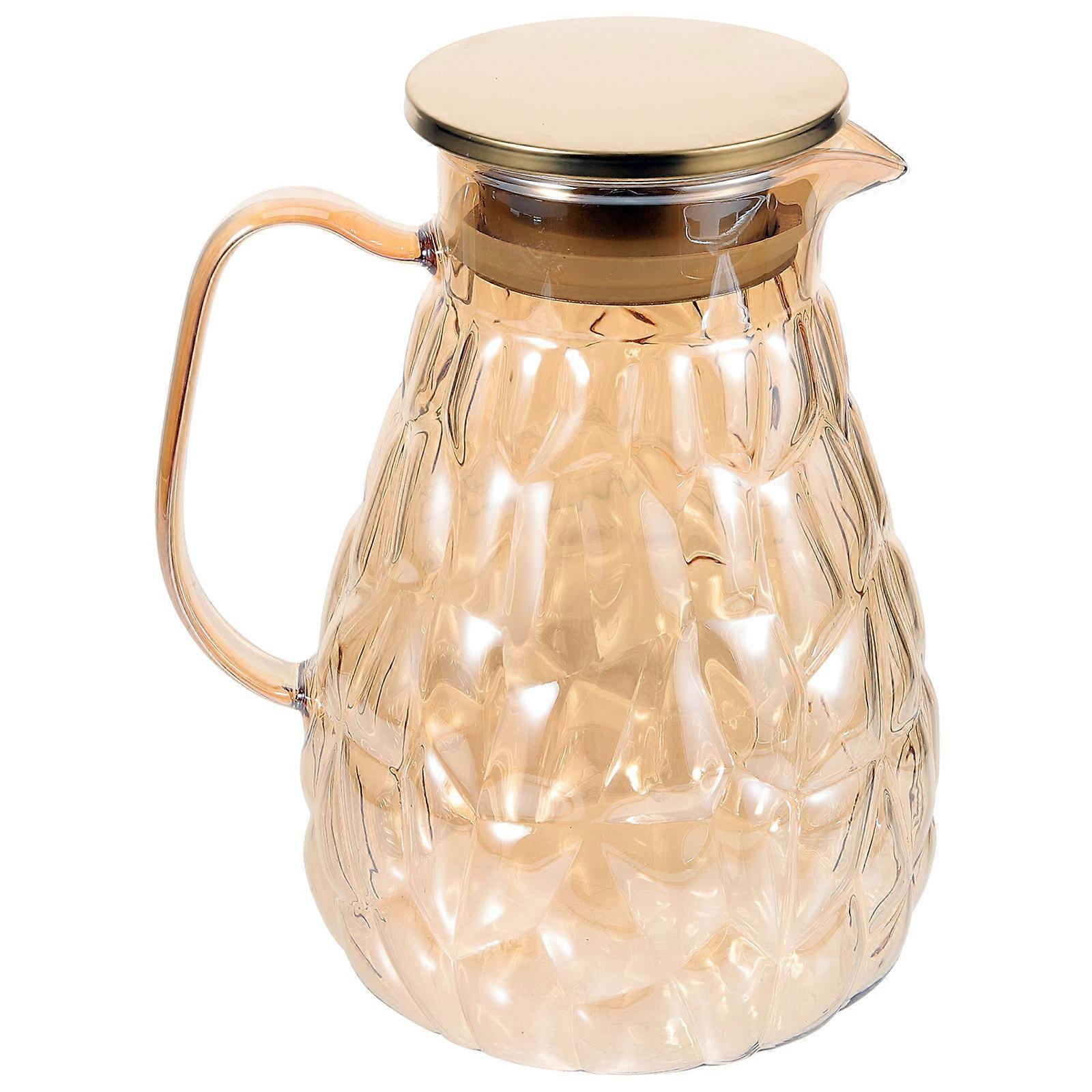 Large Glass Pitcher With Handle For Family Daily Use 1800ml Golden Cold Water Jug 1Set