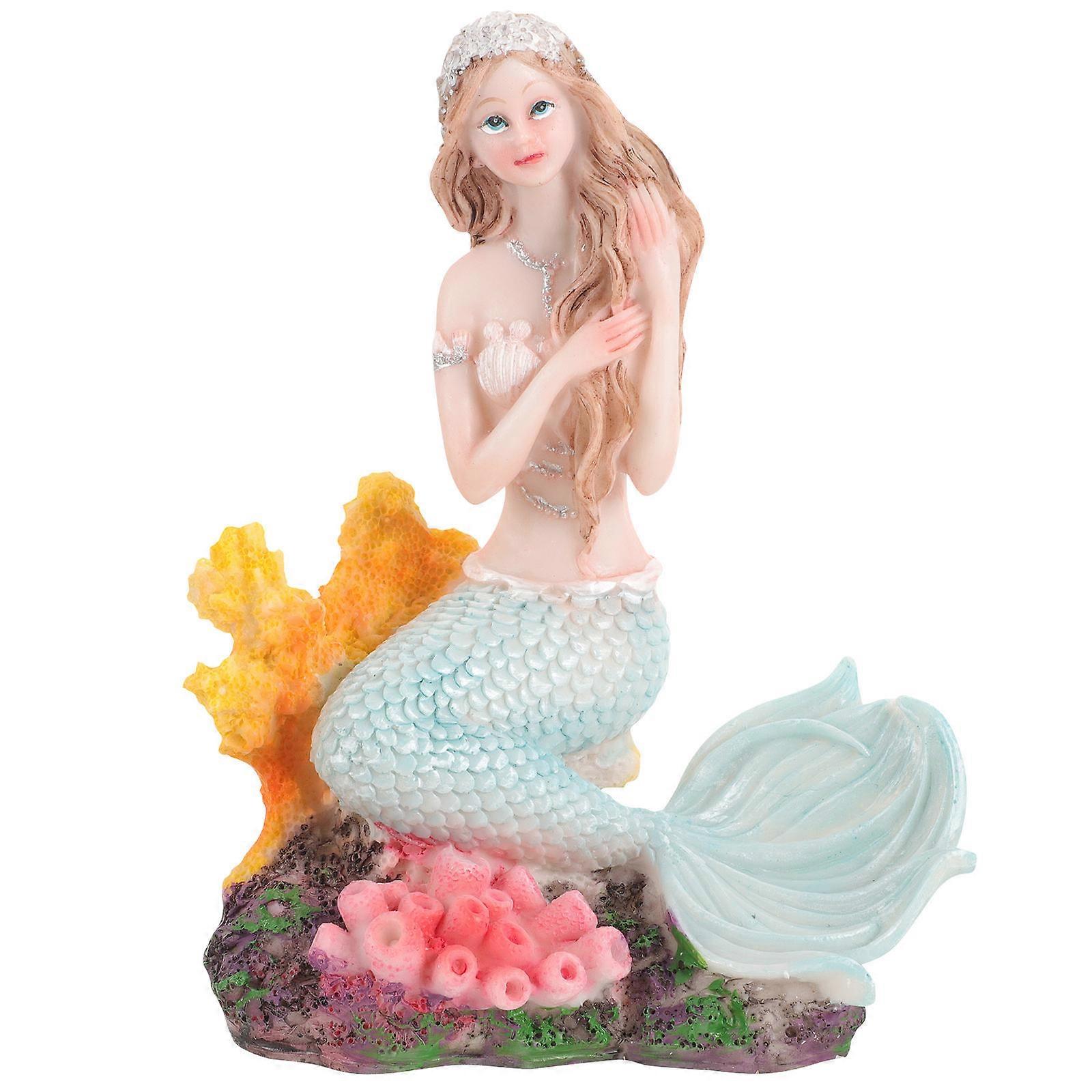 4Pcs Creative Design Mermaid Shape Statue Model For Living Room And Aquarium Display In Assorted Color With Decoration Function