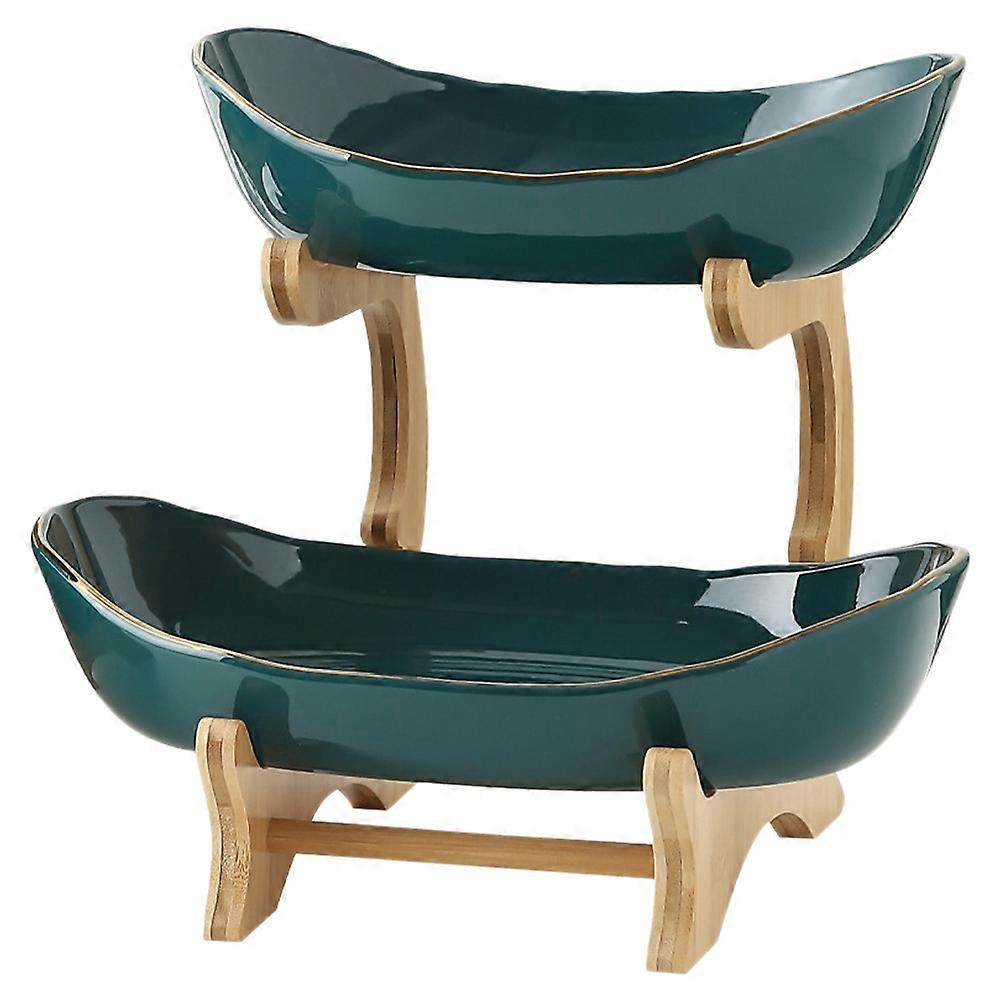 Fruit Storage Plate With Wood Stand For Wedding And Birthday Use 23x19.5x19.5cm Elegant Design 1 Set