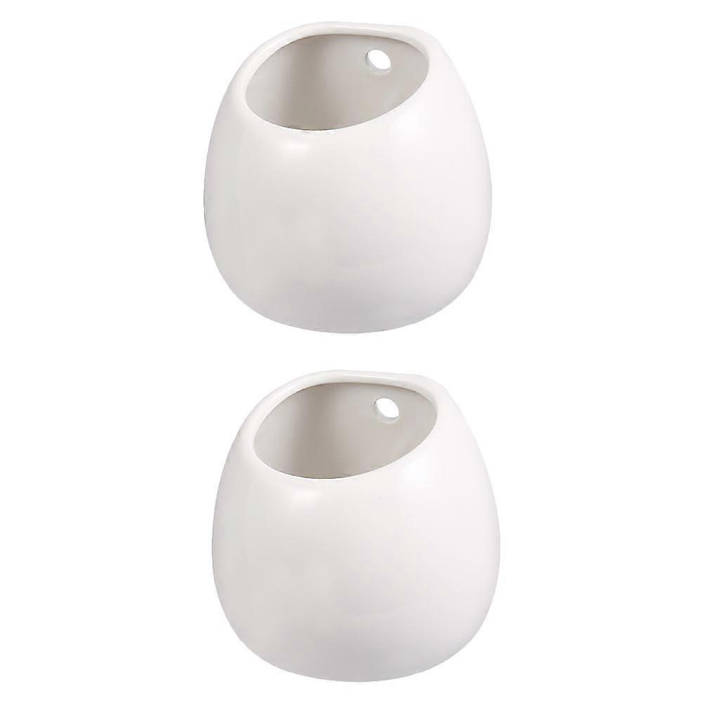 White Ceramic Planter Hanging Flower Pot for Succulent Plants 4Pcs Set
