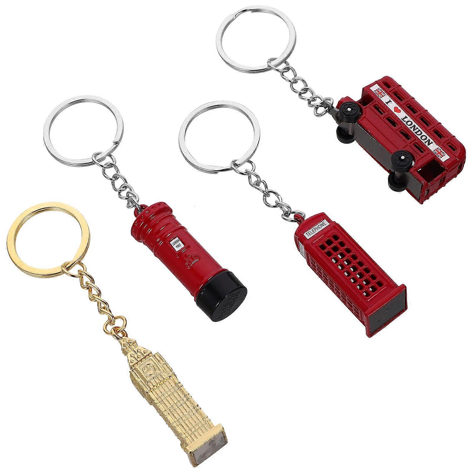 London Keychain Bundle with Telephone Booth for Decoration 32Pcs