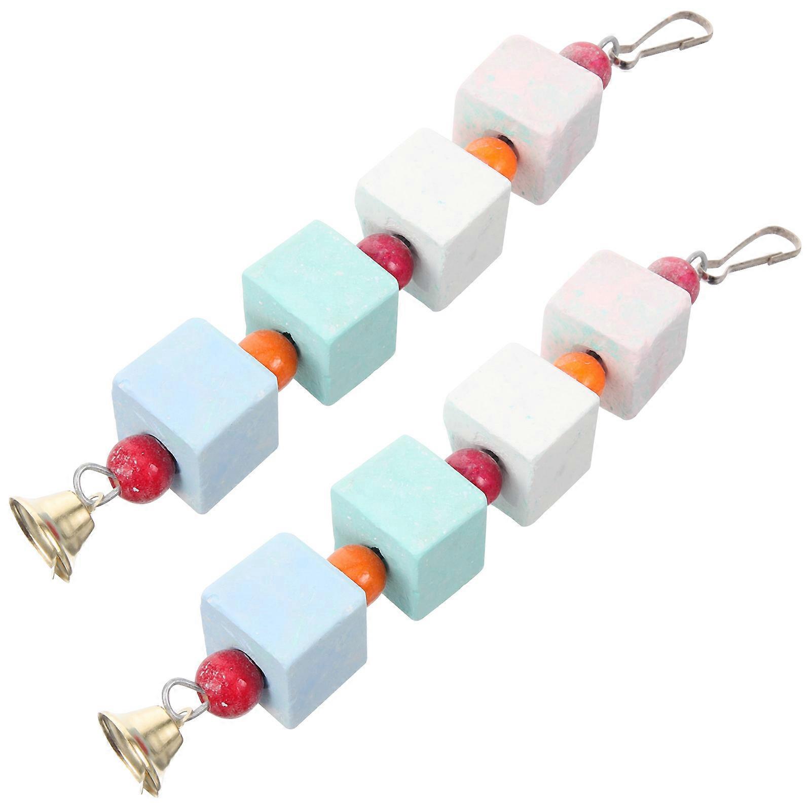 Parrot Chewing Toy Mineral Molar Hanging String for Birds 6Pcs Assorted Color