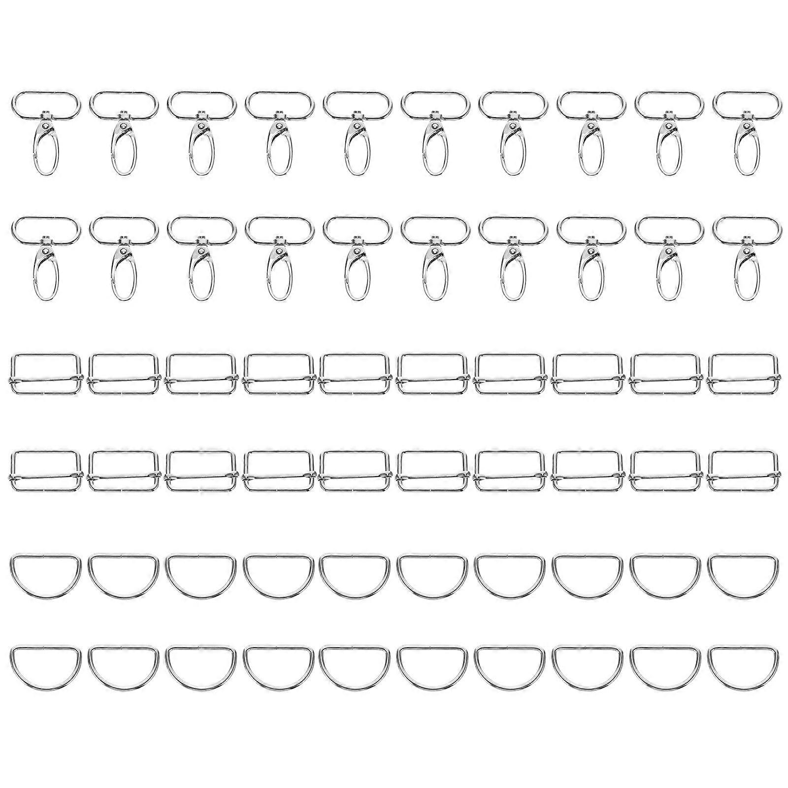 Silver Metal Bag Buckle Adjustable Strap Sliding Buckle 20Sets