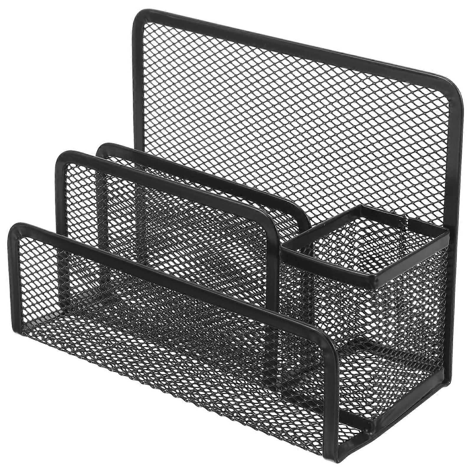 Desktop File Organizer Rack Metal Mesh Holder for 3Pcs File Storage