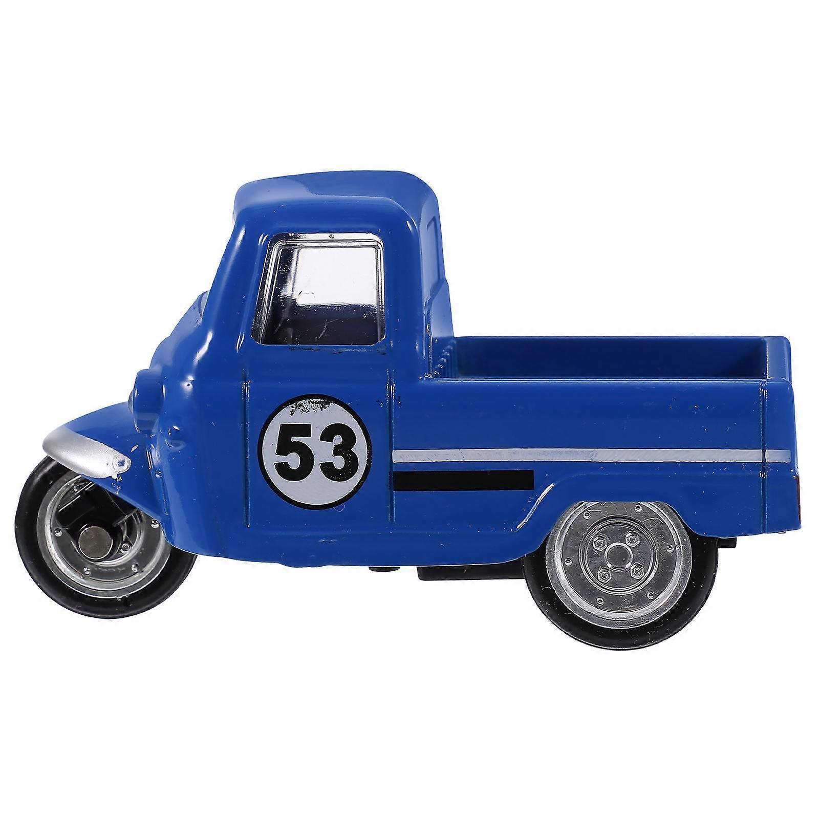 Pull Back Tricycle Toy Alloy Model for Playing Vintage Blue 4Pcs