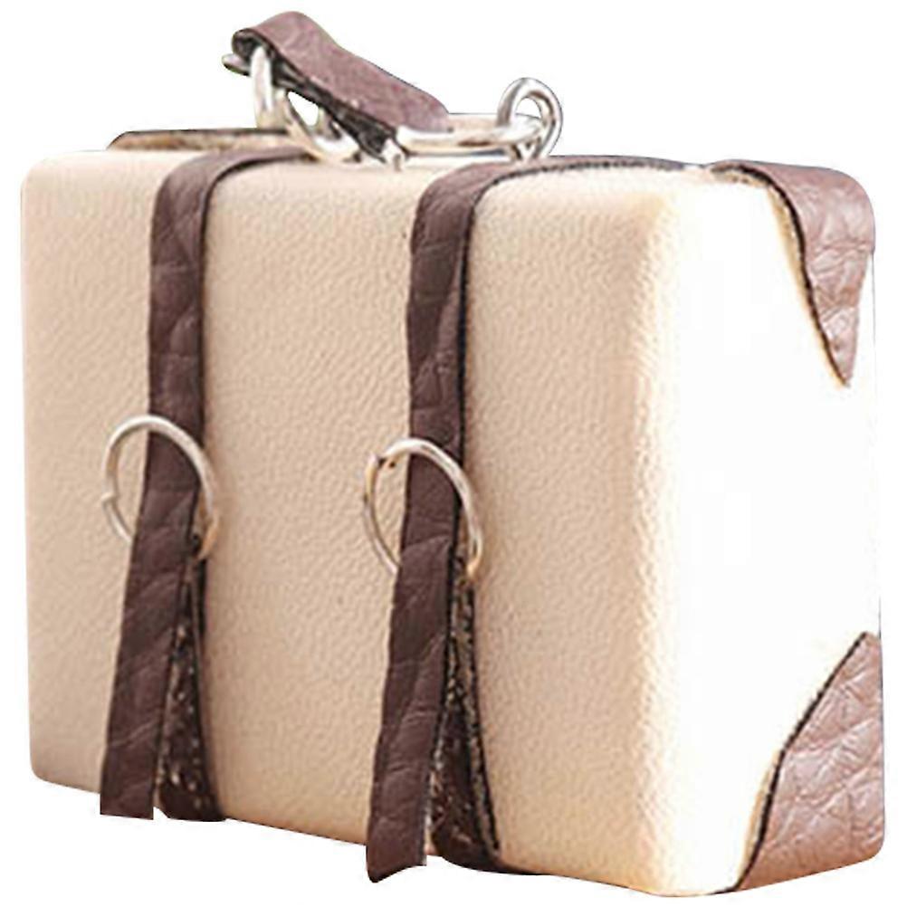 Diy Dollhouse Suitcase Rectangular Beige Pu Home Decoration Ornamental 1Set