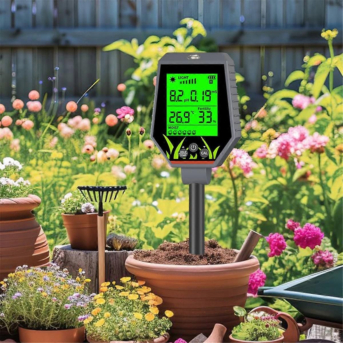 Digital 6 in 1 Multifunctional Soil PH EC Meter Farm Garden Fertility