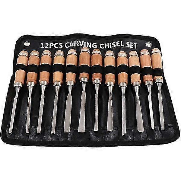Wood Chisel Set with Case, Professional Wood Carving Chisel, Carpenter Chisel, 12 Pieces, Woodworking Tools