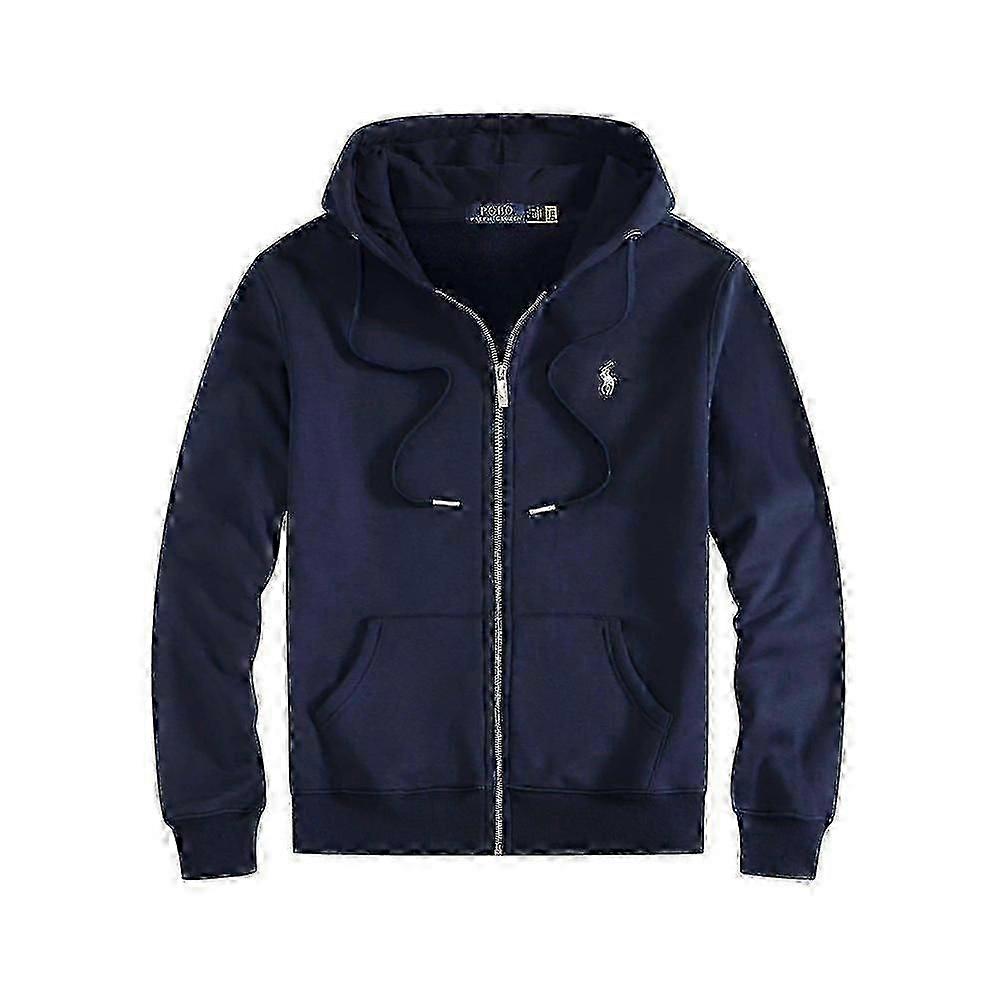 Conjunto de Moletom com Capuz Polo Bordado para Homens com Jaqueta de Lã e Cardigan