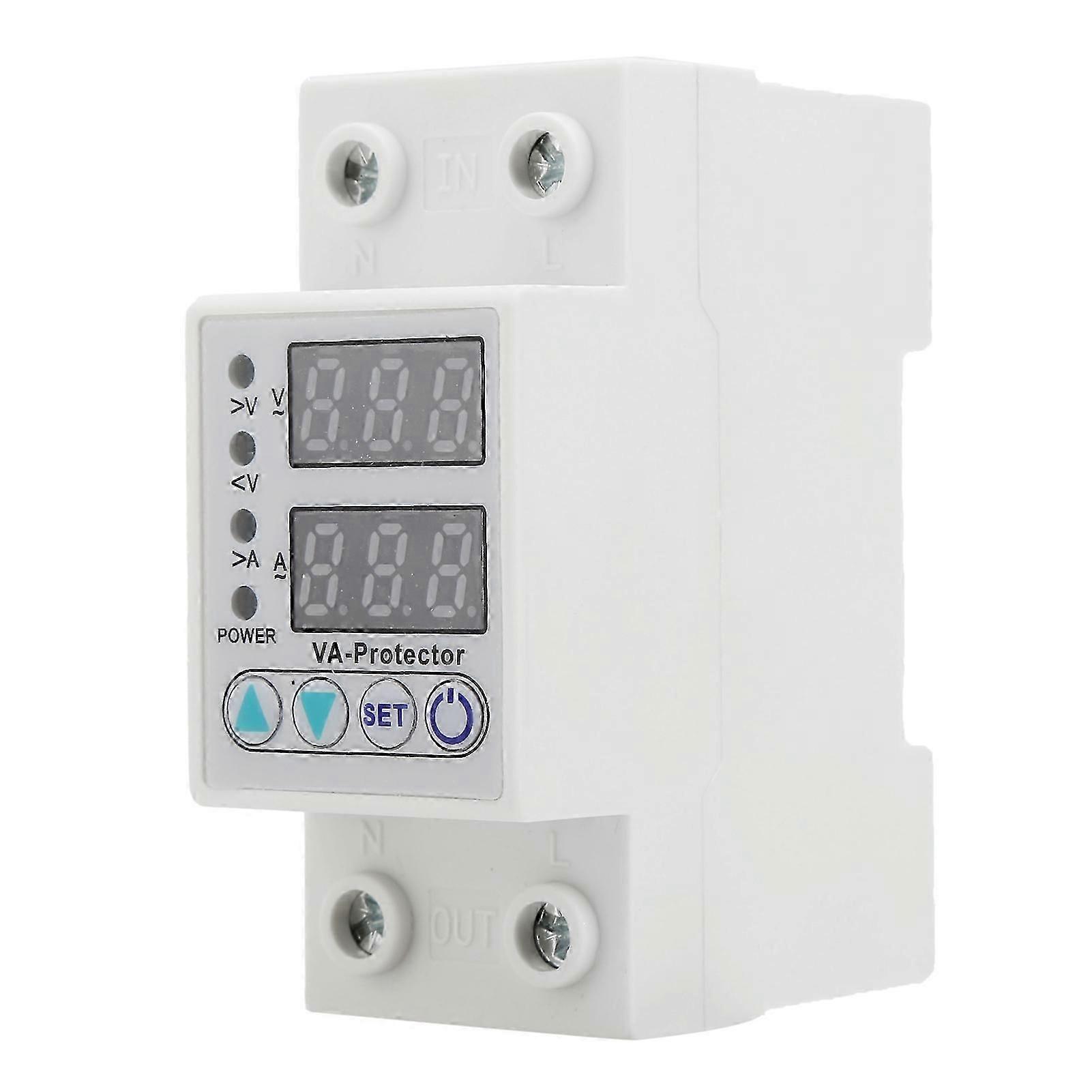 VA?63A Overvoltage Undervoltage Protector LED Dual Display Self?Reset Current Protector AC