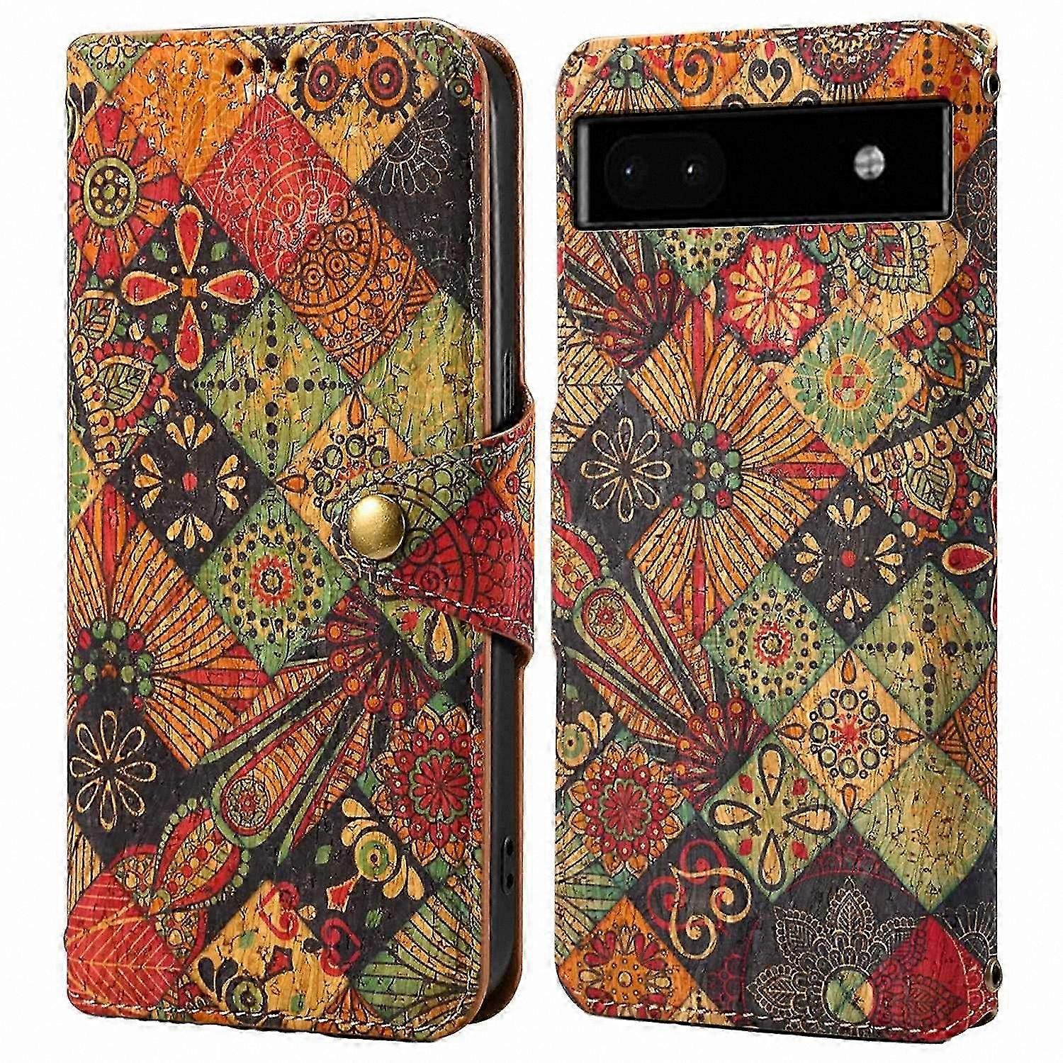 Wallet Case with Pattern Printing and Stand for Pixel 6a Leather Phone Cover