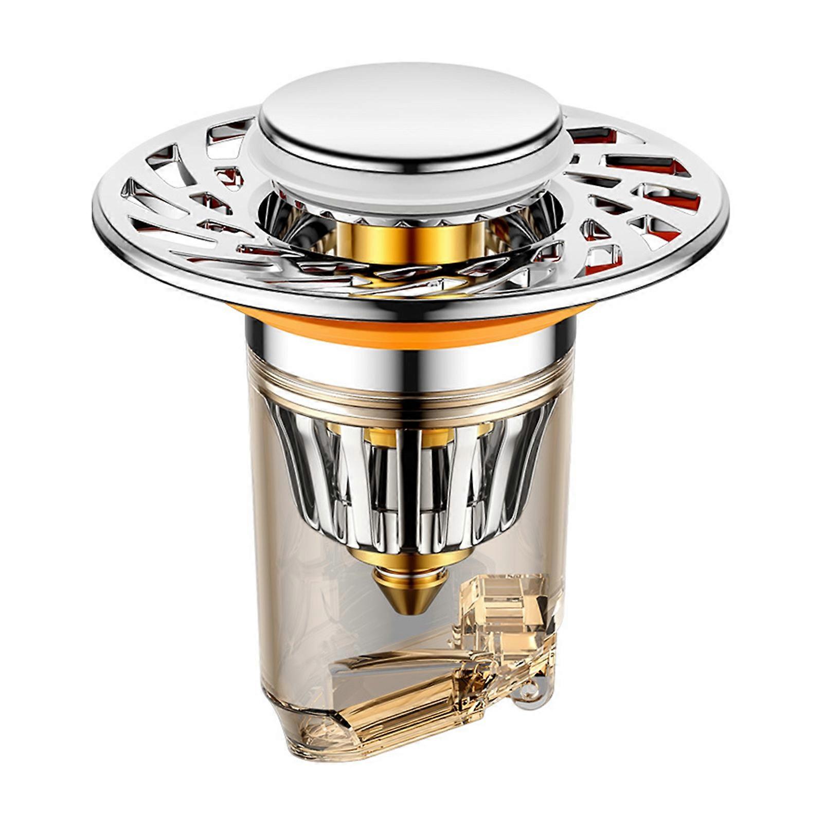 Auto Closing Basins Drain Stopper Push Button Control Not Odor System with Large Filter Meshing Bathroom Sink Drain Plugs Multicolor