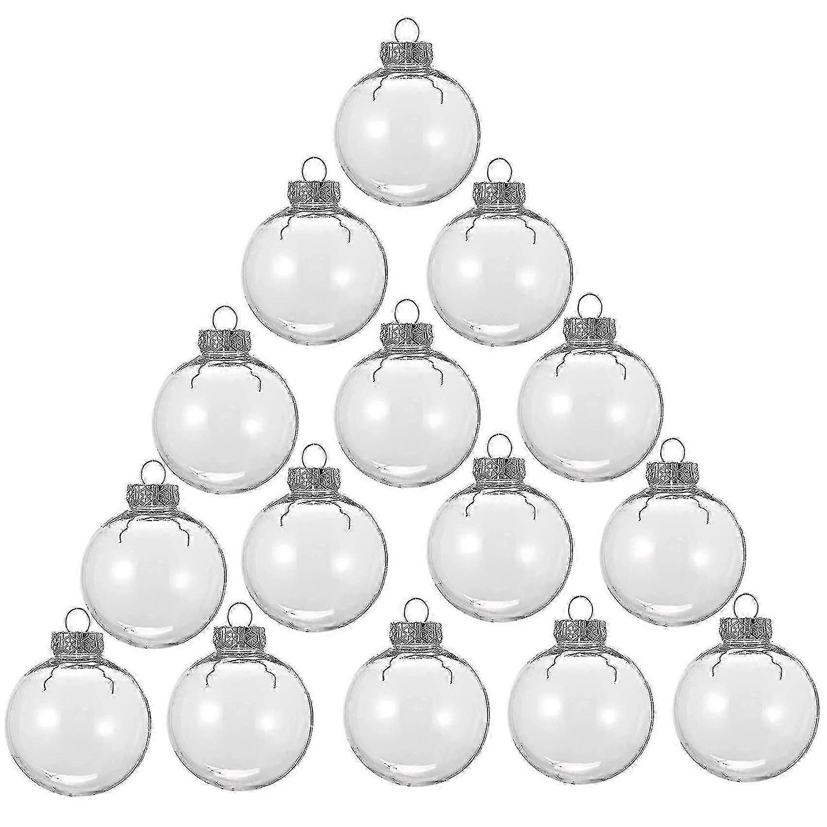15 piezas redondas bolas de Navidad claras Bolas rellenables de árbol de Navidad de bricolaje hechas de bola de Navidad de plástico