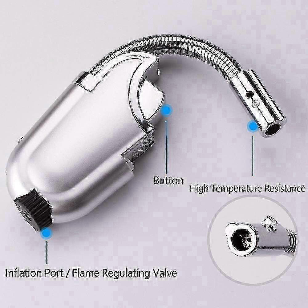 2-Pack Refillable Butane Torch Lighter with 360 Flexible Neck & Flashlight, BBQ, Grill & Camping Tool (Butane Gas Not Included) 2025