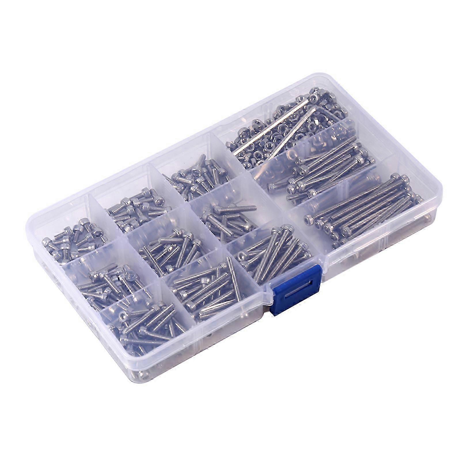 Jadeshay M3 Screw Kit, 440pcs Stainless Steel M3 Screw Assortment M3 Bolts Hex Head Socket Screws and Nuts Assortment with 2 Hex Keys M3 x 1SBQP