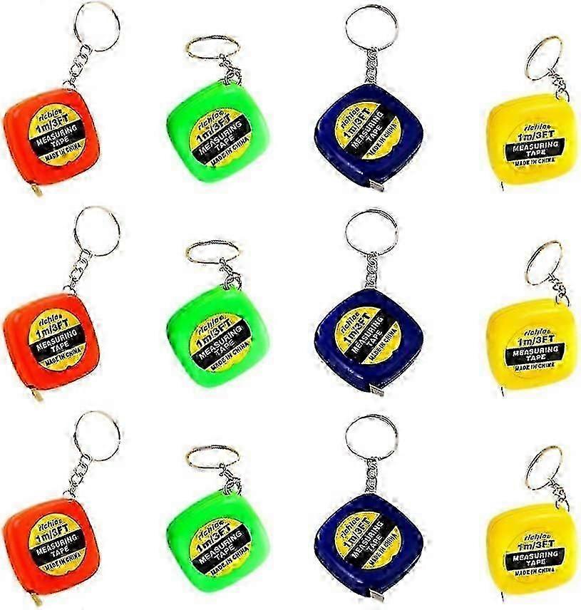 Auto retractable mini tape measure key chain with slide lock 12pcs