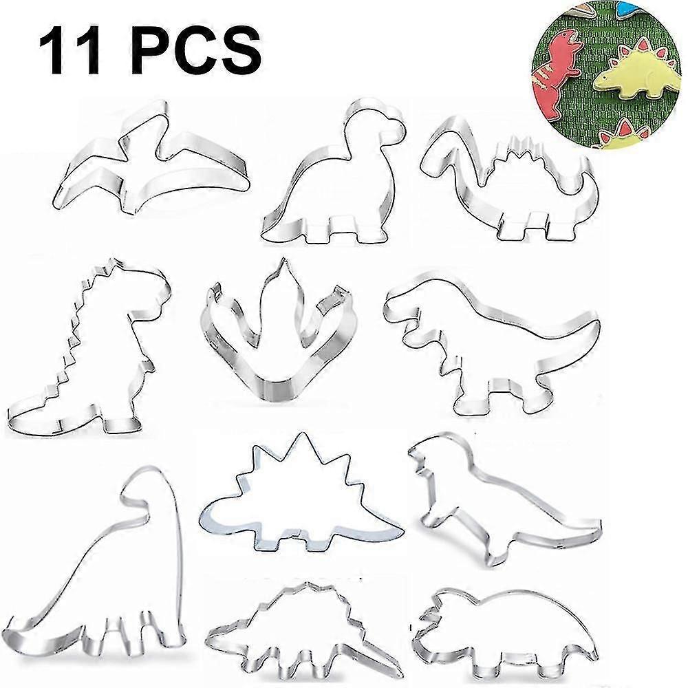 قاطع كوكي ديناصور، قاطع كوكي فوندان متوافق مع كوكيز الخبز للأطفال، طقم قاطع كوكي من الفولاذ المقاوم للصدأ، قاطع كوكي ديناصور