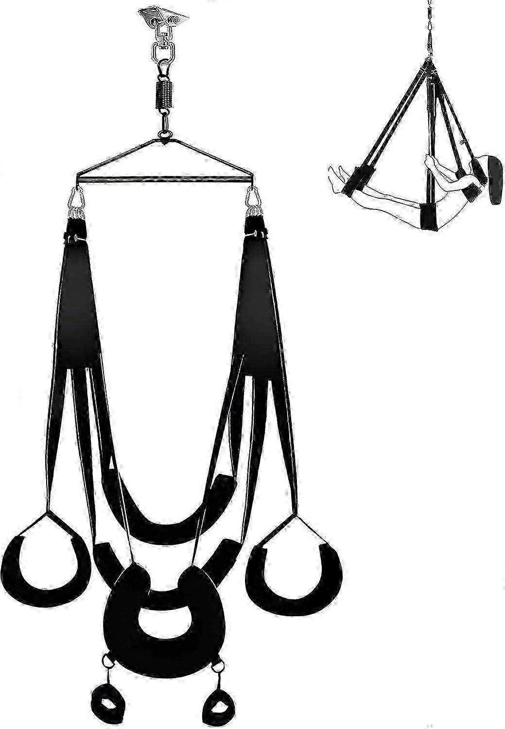 Couple Swing Set, Sturdy Frame With Removable Handcuffs, Leather Nylon Material