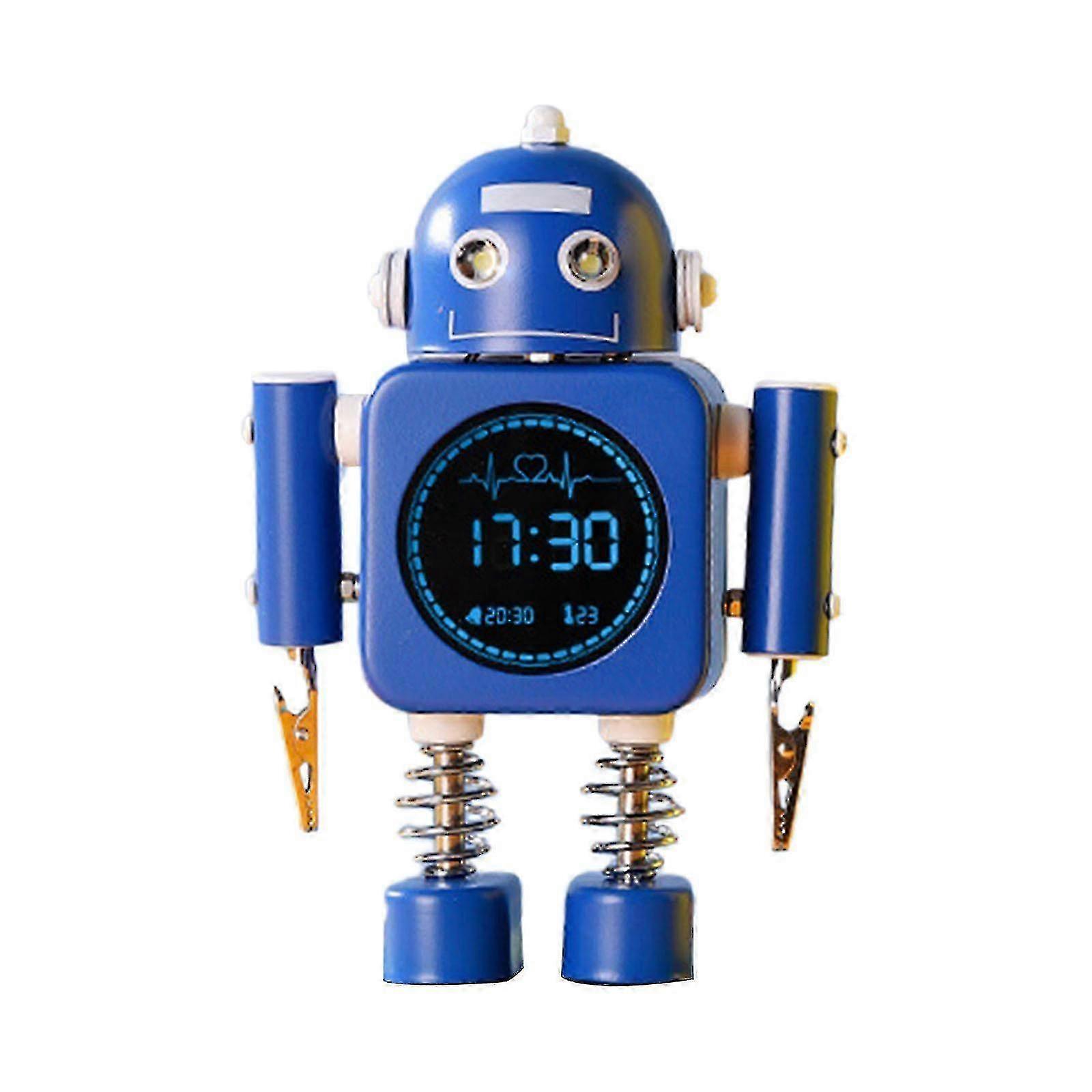 Robot for Smart Digital Alarm Clock with Snooze Mode Temperature Displaying for Girls Boys Wake Up Bedroom for Time Cloc