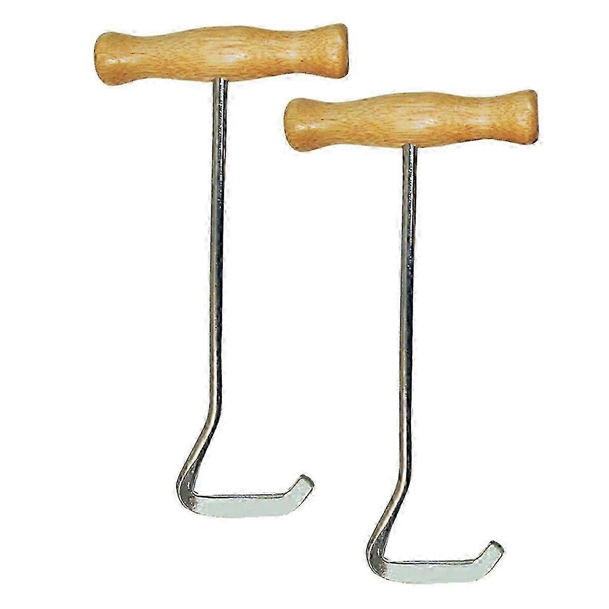 Wooden Handle Boot Hooks Boot Puller, Metal Boot Hooks for Effortless Boot Pulling, Boot Hooks for Cowboy Boots, 2-Pack