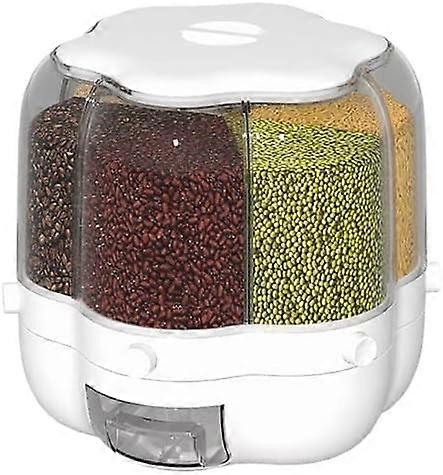 Large Capacity Rotating Dry Food Dispenser White Airtight Rice Storage Container for Grains Snacks  Candy