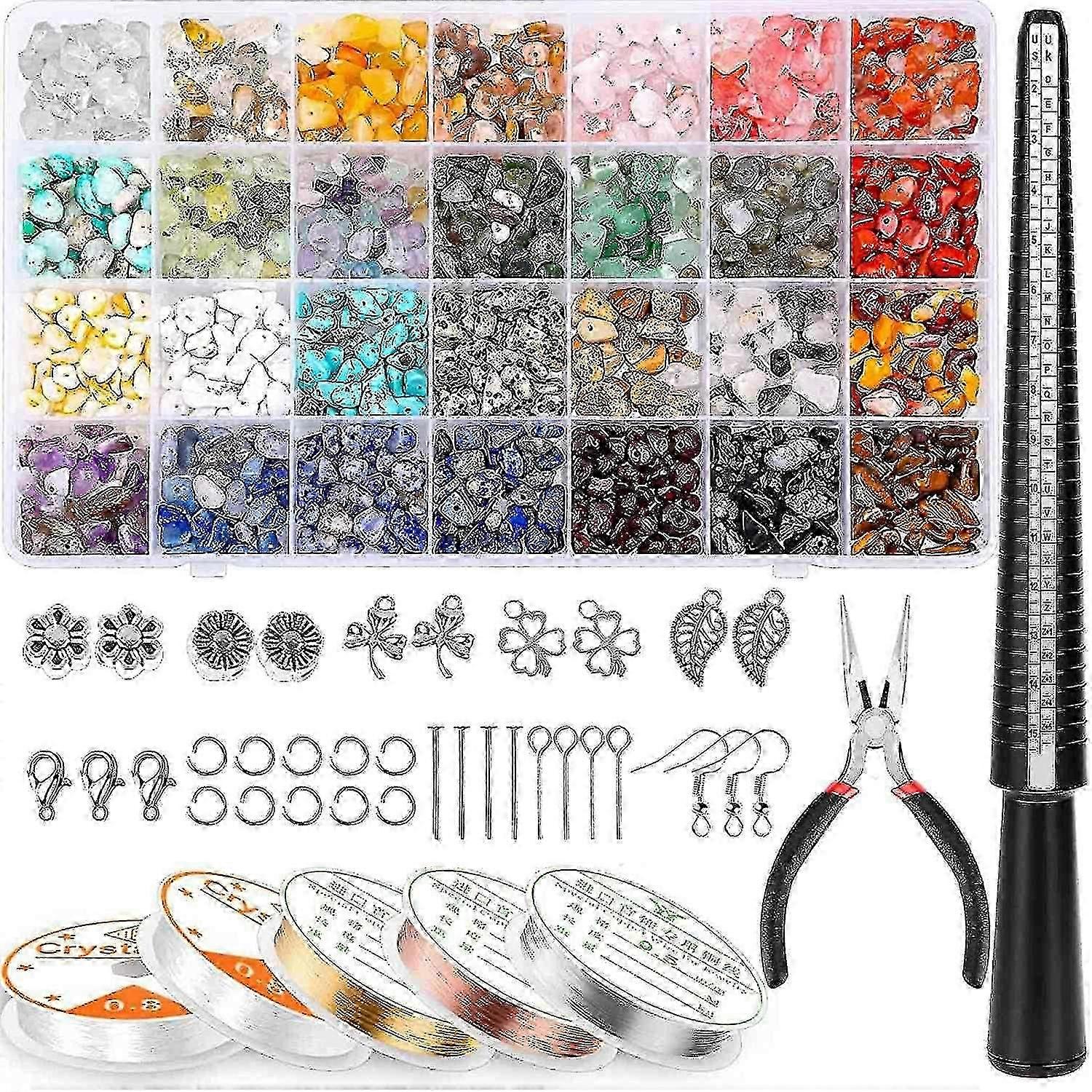 كريستال مجوهرات صنع كيت مع 28 لون الخرز الكريستال، 1660pcs بلورات خاتم صنع كيت مع ناتو