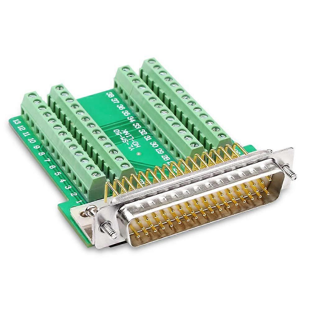 DB50 Solderless Connector, Male D-SUB Header to 50-pin Port Terminal Adapter Breakout Board with Bolts